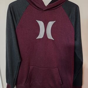 Hurley Boys YouthBurgundy and Charcoal Raglan Pullover Hoodie